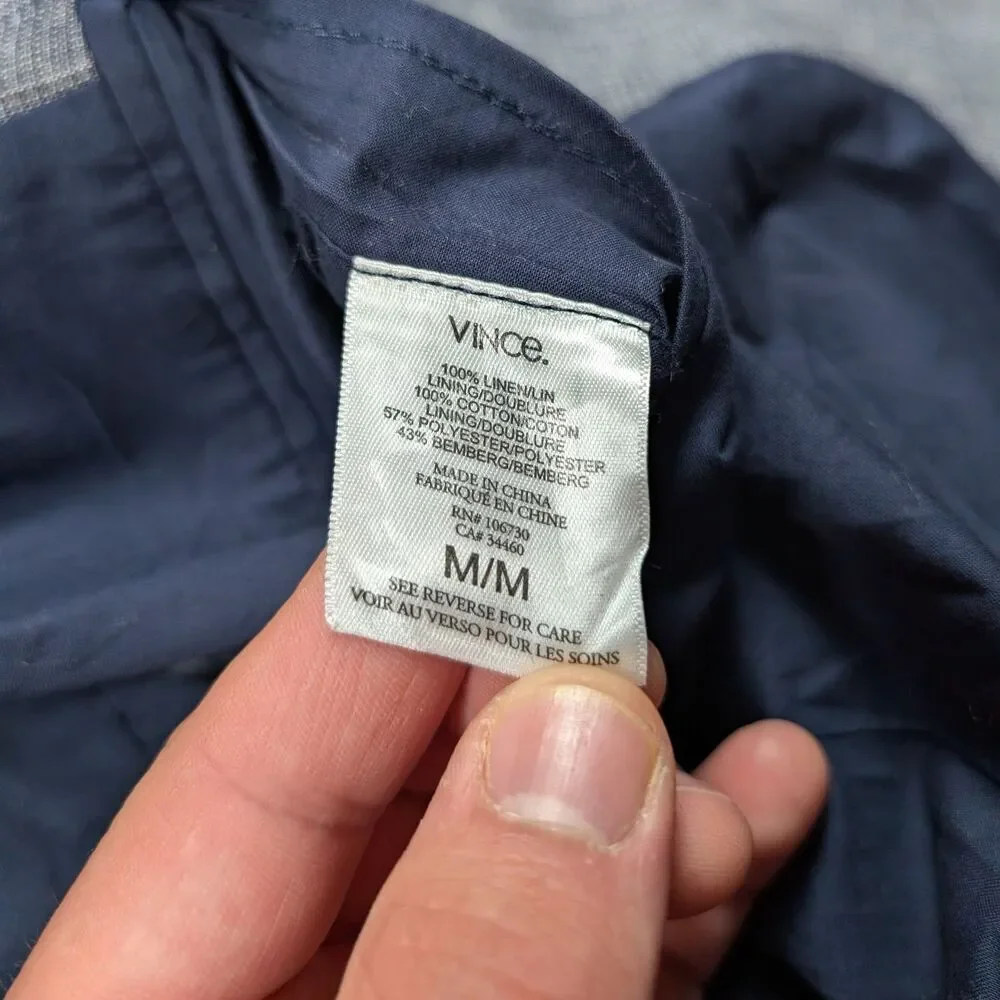 Vince Linen Blazer Sports Coat Jacket Men’s Size Medium Gray 2 Button Business